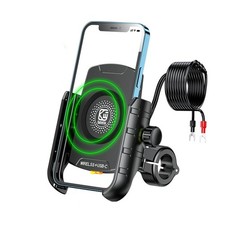15W Wireless Type-C Quick Charger Motorcycle Holder Mount For 4-7" Phone