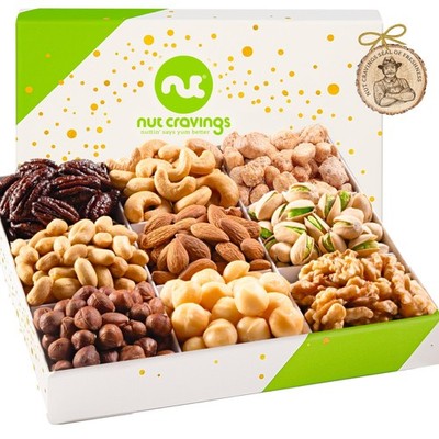 NUT CRAVINGS - Fathers Day Treats, Gift For Dad, Mixed Nuts Gift Basket in Wh...