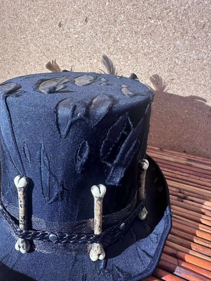 Black Adult Unisex Voodoo Costume Top Hat SpiritDress Gothic Halloween Accessory - Image 4 of 4