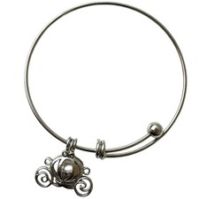Disney World Cinderella Carriage Pick-a-Pearl Adjustable Silver Tone Bracelet