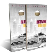 Cornhole Boards Skip's Garage Hard Work Together Portable Outdoor Game Set