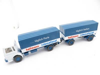 276HO /48 - Wiking H0 - MAN Diesel Pritsche/Plane Hängerzug hellmann