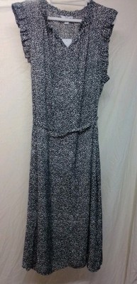 NWT Croft & Barrow Women s Dress XXL Black White Flutter Sleeve Knee Length