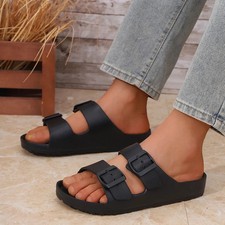 Mens EVA Slides Adjustable Buckle Comfort Shower Sandals NEW