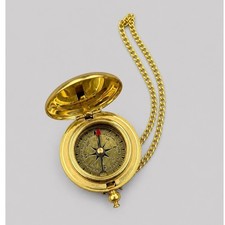 Vintage Brass Pocket Compass Hunter Case Flip...