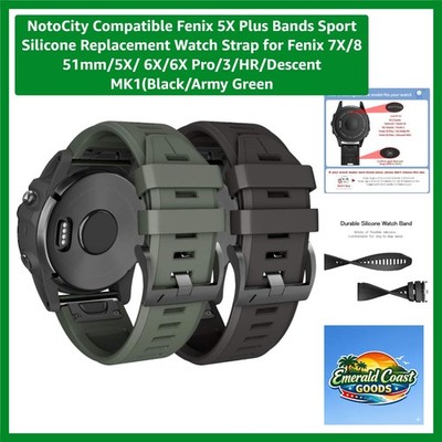 Comfortable Silicone Replacement Bands for Fenix 3, 5X Plus, and 7X Wearables