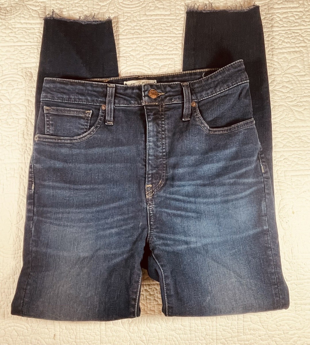 Madewell Jeans Womens 28 Blue Dark Wash Curvy High-Rise Skinny Raw Hem Stretch View 2