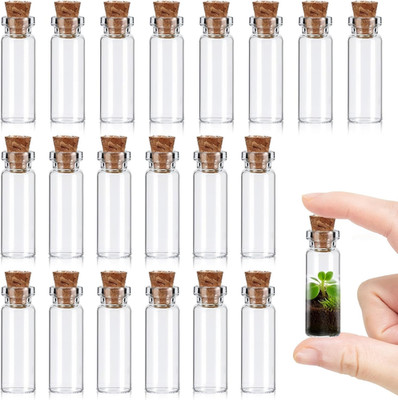 20 Pcs Small Glass Bottles with Cork, 2Ml Small Tiny Glass Jars with Lids, Trans