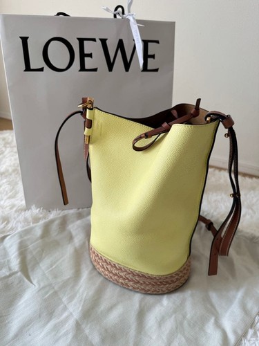 LOEWE Bicolor Bucket Bag Yellow Leather Women's Excellent Condition From Japan