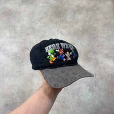 Super Mario Baseball Cap Boys One Size Nintendo Graphic Snapback Cap, Black