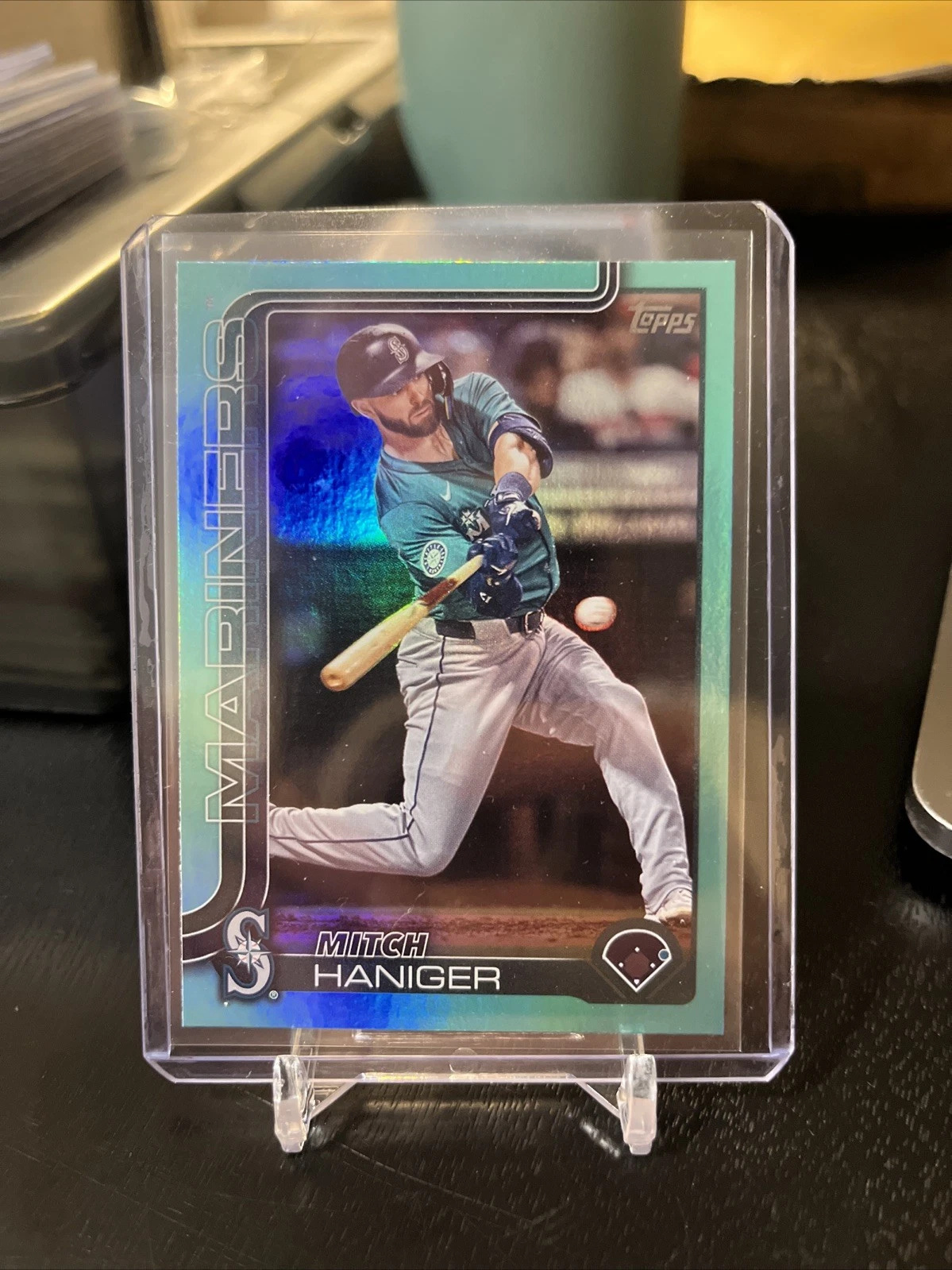Mitch Haniger 2025 Topps Series 1 #15 Aqua Holo Foil SP COLOR MATCH
