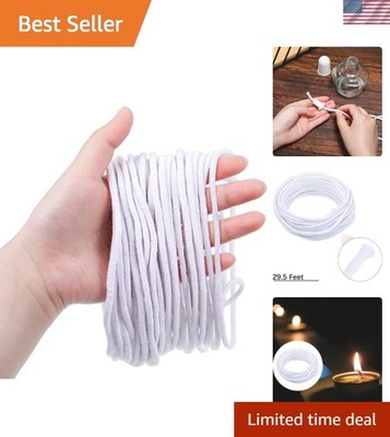 29.5 Feet 0.1 inch/ 2.6 mm Oil Lamp Wicks, Round Cotton Replacement Candle Wi...