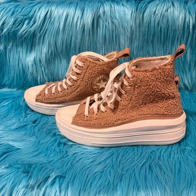 Women Converse All Star Move HI Platform Champagne Sz 7 Tan Egret A04259C EUC