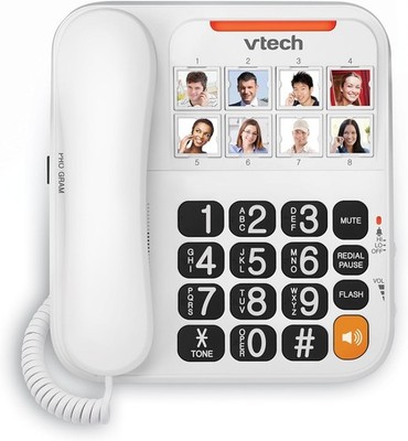 VTech SN1117 Corded Phone for Elderly with 8 Photo Speed Dial Large Buttons