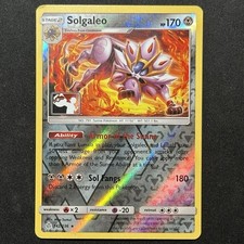 SM Cosmic Eclipse Solgaleo 142/236 Reverse Holo Pokémon Club League Play! Stamp