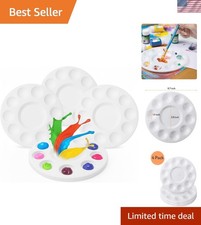 Round Paint Tray Palettes, 4 Pack, Plastic Wh...