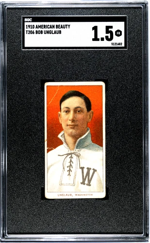 1910 T206 White Borders Bob Unglaub American Beauty Washington - SGC 1.5 FR Nice
