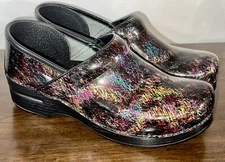 Dansko Patent Leather Multicolor Sketch Slip On Comfort Clogs EU 41 US 10.5-11
