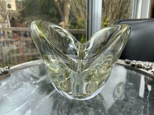 RARE MURANO SEGUSO DALLA VENEZIA GLASS CLAM SHELL double base PIN DISH Manganese - Picture 11 of 11