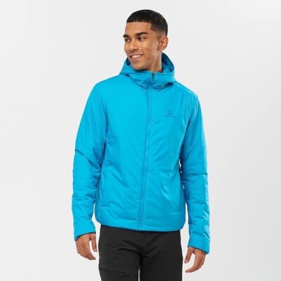 ウォーキング・ランニングウェア Salomon Outrack Insulated Hoodie Men's S Salomon Mens Outrack Insulated Hoodie Jacket Barrier Reef Blue YKK