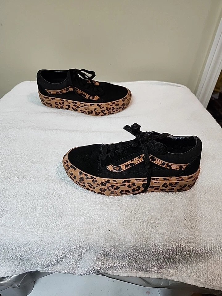 Old Skool Platform Vans Leopard Print Suede Womens 5 #721356 - Image 4 of 4
