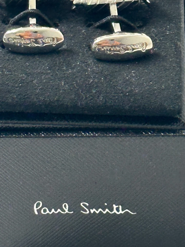Gemelos Paul Smith Para Hombre Tono Plateado Rectángulo Chocolate Estilo Espiral Foto 4 de 4