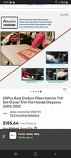 20pcs red carbon fiber interior full set cover trim for Honda odyssey 2005-2010 
