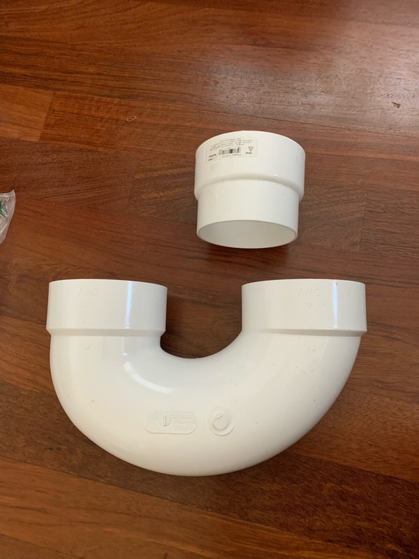 Canplas 4" PVC P-Trap U-Bend & 4inch PVC to ABS adapter 193204 Schedule 40 ptrap