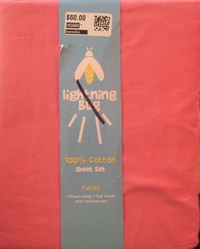 Lightning Bug 100% Cotton Twin Sheet Set - 75” X 39” NEW SALE 50% OFF SHIPS FAST