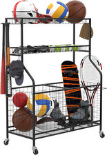 Garage Sports Equipment Organizer, Ball Storage Rack Indoor/Outdoor Rolling Ball