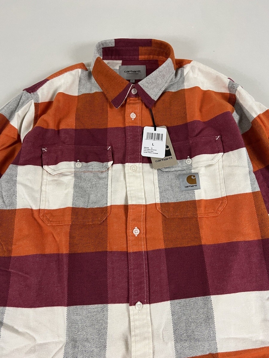 CARHARTT WIP LYMAN CHECK SHIRT KUMQUAT L NWT | eBay