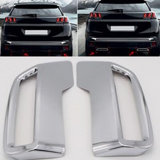 2x Chrome Rear Bumper Tail Outlet Cover Bezel Trim For 2016-19 Peugeot 3008 5008