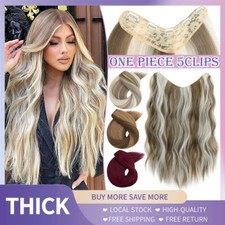 One Piece Clip In Hair Extensions Extra Thick Full Head As Human Real Hairpiece
