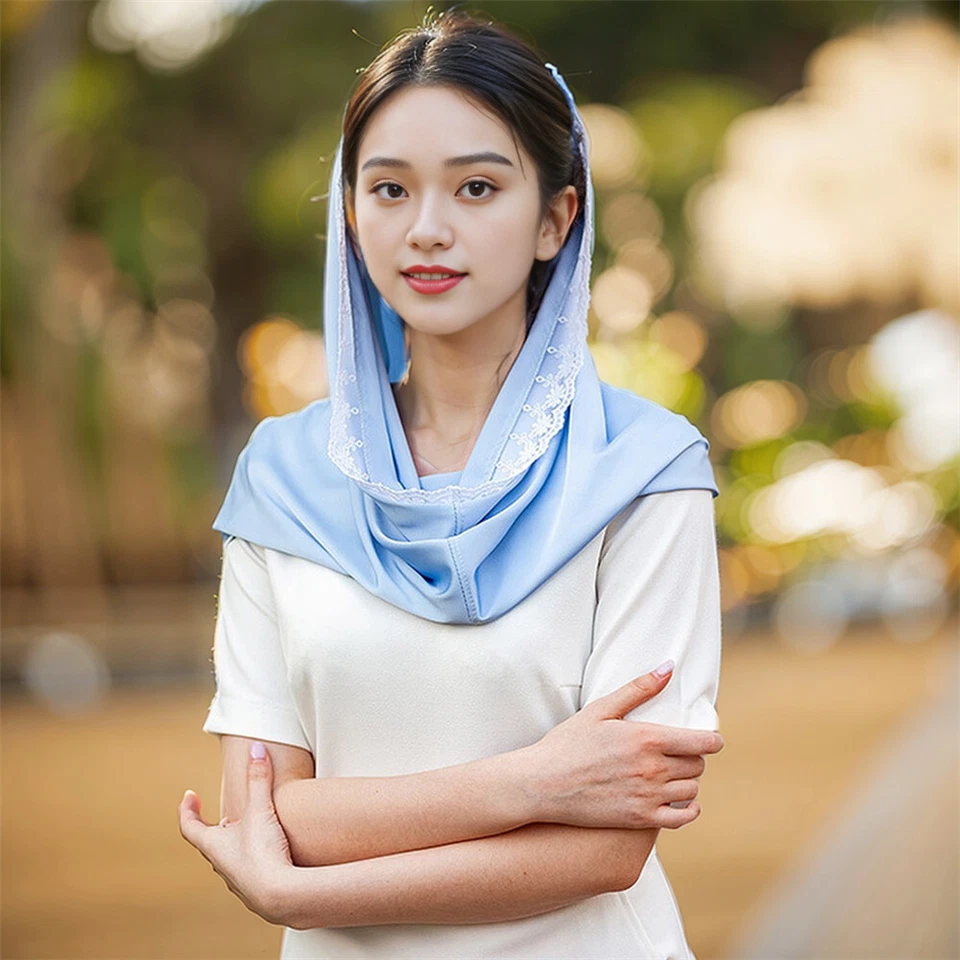 Católicas Mujeres Capilla Infinito Mantilla Cabeza Cubierta Retro Dama Bufanda Velo Foto 2 de 4