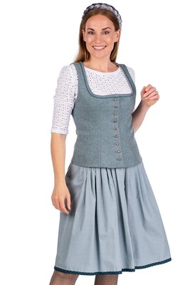 Trachtenrock Passau retro sky blue A-Linie Cotton Bund im Loden-Look 65cm 32-48