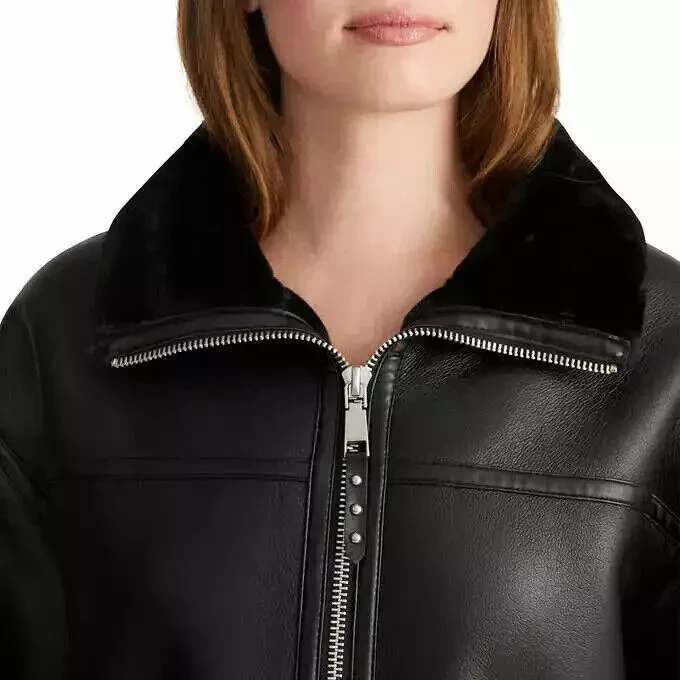 Rebecca Minkoff Ladies' Faux Leather Car Coat Black Size XL | eBay