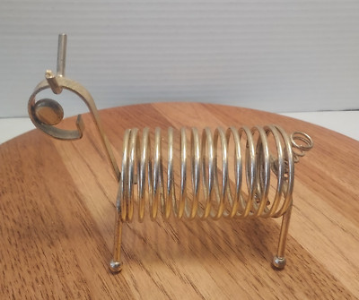 MCM Office Organizer Metal Spiral Coil Letter/Pen Holder Animal Deer Gold Tone