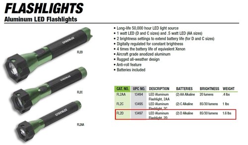 Greenlee FL2D Led Aluminum Flashlight - Picture 4 of 5