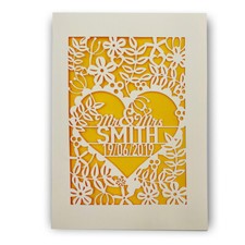Personalised Wedding Anniversary Card Mr & Mrs Paper Cut Floral Card for Couples