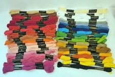 JP Coats Embroidery Floss/Thread Lot of 58 Full Skeins Solids & Variegated