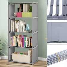 4-TIER INDUSTRIAL BOOKSHELF,DISPLAY STORAGE SHELVES RUSTIC WOOD BOOKCASE SHELVES