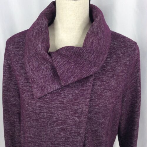 Eddie Bauer Sweatshirt Womens Size Large Cowl Neck Asymmetrical Open Mulberry - Picture 5 of 8