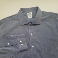 Brooks Brothers Blue Regent Fit Button Front Dress Shirt Size 17.5-4/5