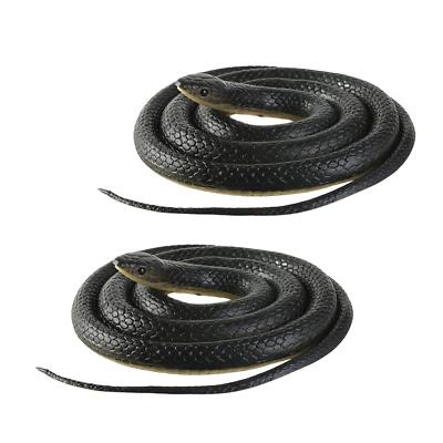2x Black 120cm Lifelike Rubber Snake Toys Garden Props Decoration Pool Party