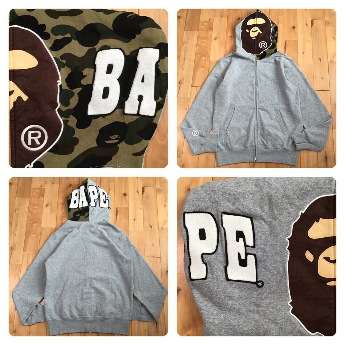 BAPE Ape head full zip hoodie Gray A Bathing Ape Size M | eBay BAPE Ape head full zip hoodie Gray A Bathing Ape Size M | eBay