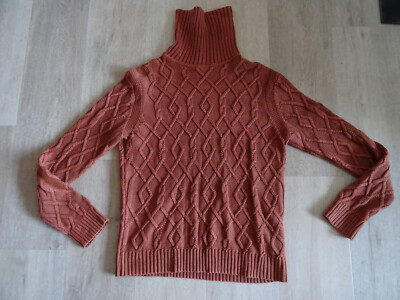 ROY ROBSON Rollkragen Pullover, Gr. L (52), muscle fit, Zopfmuster, Kupfer, top