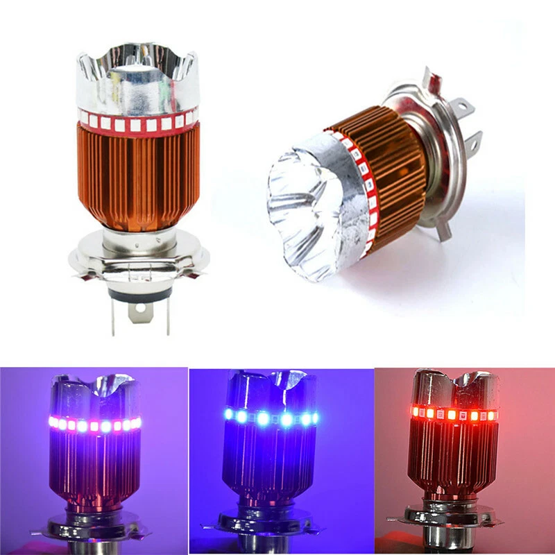 2X Strobe 9W White&RGB H4 Angel Eye Fog Lamp 900LM led Bulb Motorcycle Headlight - Image 3 of 4