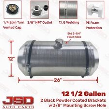 12''x26'' 12.5 Gallon 3/8 NPT Center Fill Aluminum Spun Gas Tank Cell Fuel Tank 