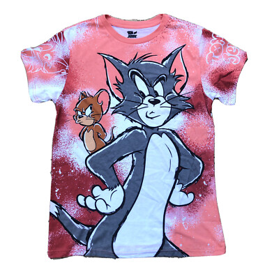 Tom And Jerry Tie-dye  T-Shirt , Size L All Over Print AOP