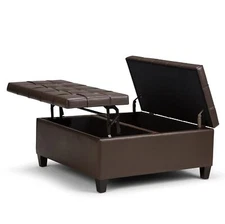 SIMPLIHOME Harrison 36 inch Wide Transitional Square Coffee Table Storage